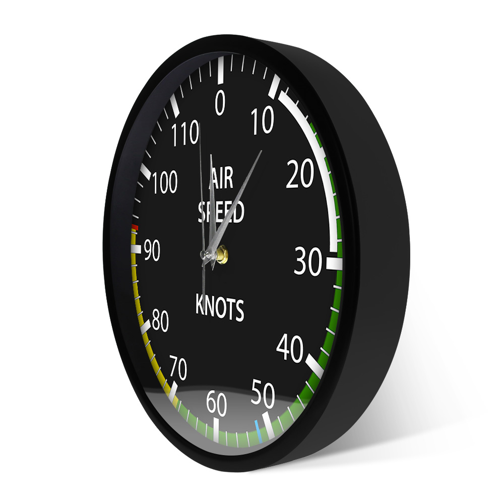 Air Craft Airspeed Indicator Pilots Wall Clock Knots Markings Aviation Home Decor Airplane Instruments Thermometer Wall Watch