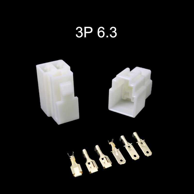 5 Juegos 6,3mm 2/3/4/6/ pin Automotive 6,3 cable eléctrico conector macho hembra cable Kits enchufes de terminal motocicleta ebike Coche: 3P