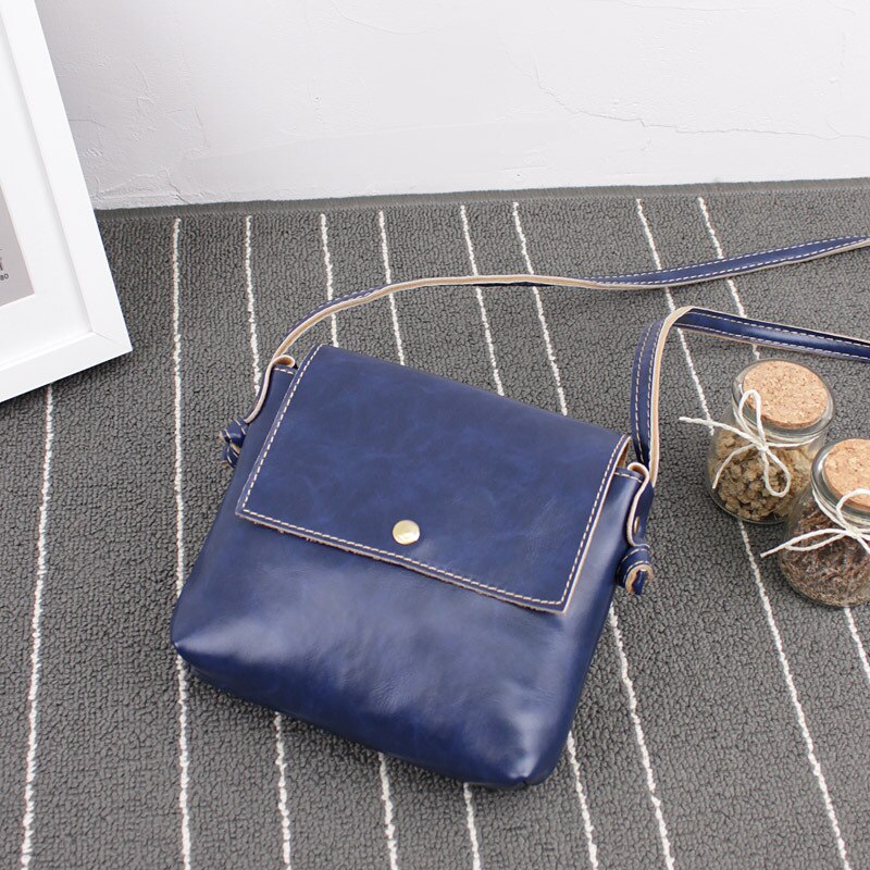 Kvinner enkel solid 6 -farger messenger skulderveske pu lær crossbody bag ryggsekk håndveske: Blå