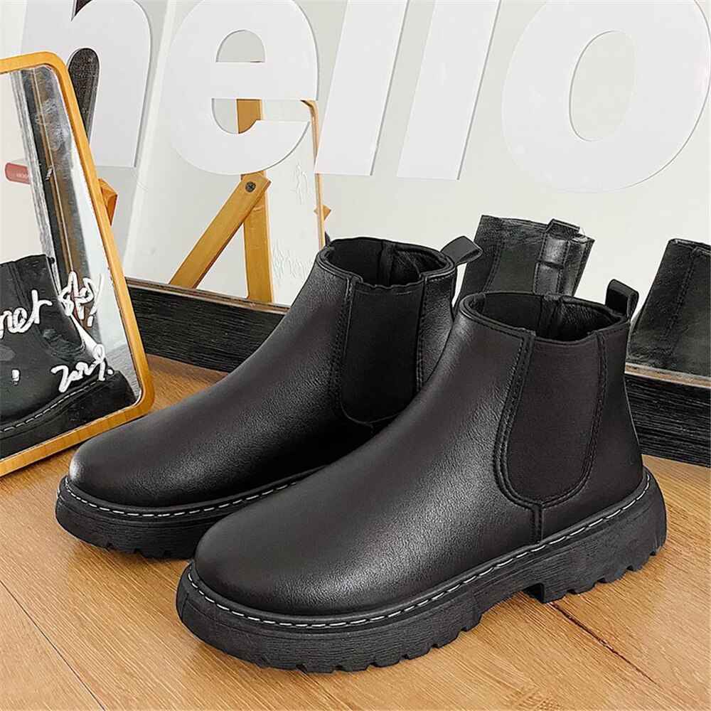 DEEZLA – bottes Chelsea en cuir à plateforme pour homme, de luxe, à la , pour moto, automne et hiver,