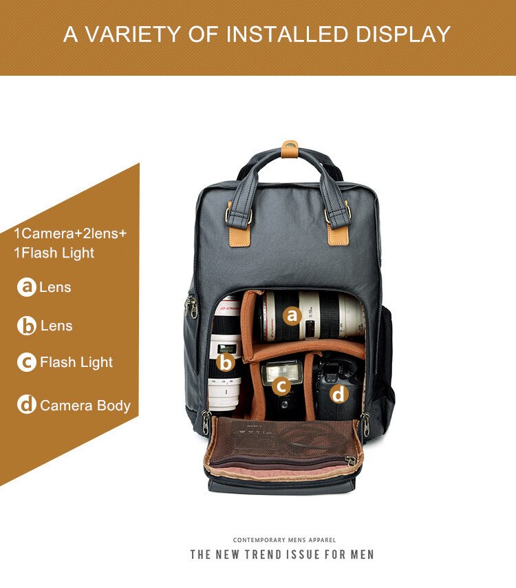 Retro Casual Waterproof Canvas DSLR Camera Bag Photography Tripod Cameras Backpack for Canon Nikon Sony