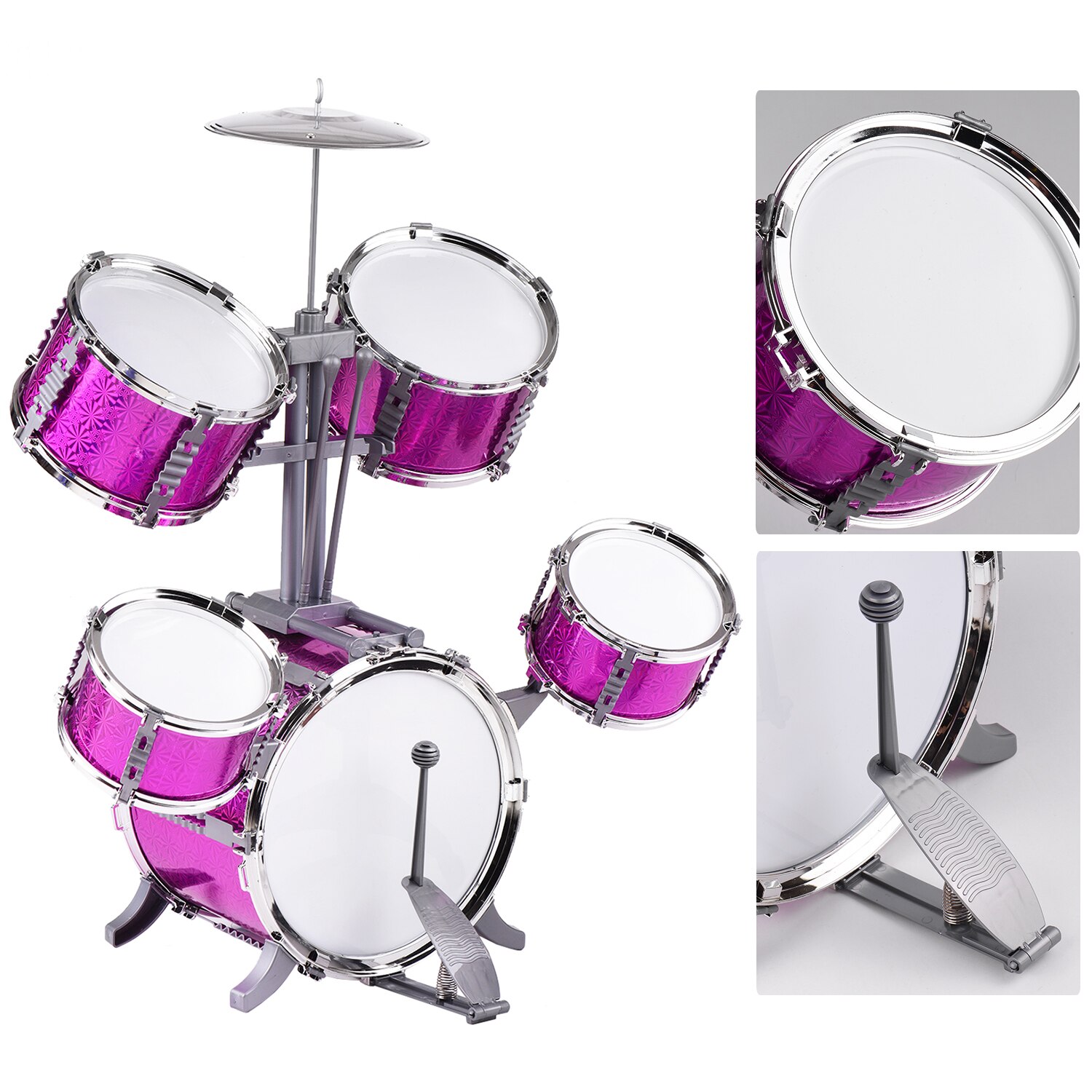 Kinderen Kids Jazz Drum Set Kit Muziekinstrument Educatief Speelgoed 5 Drums En Een Symbal Slaginstrument