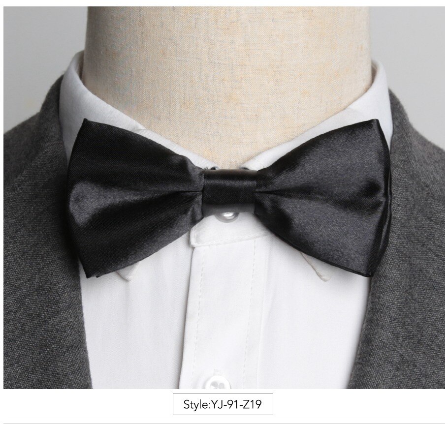 Nœud papillon pour hommes, accessoires luxueux, cravate noire, costume Commercial formel, pour cérémonie de mariage,: YJ-91-Z19