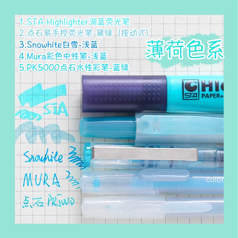 5 stk journal markeringspenne vintage farve gradient penne sæt hurtigt tør gel blæk pen og fluorescerende skole papirvarer: 5