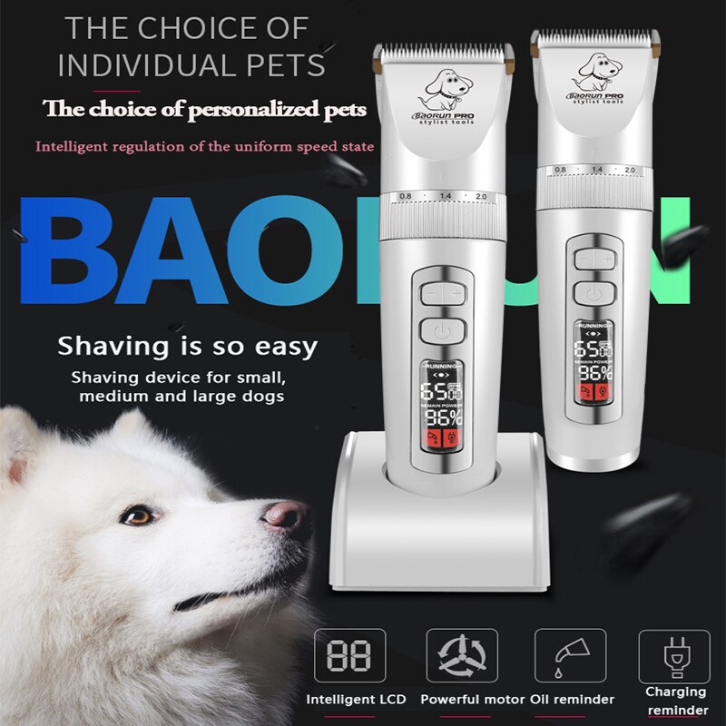 Baorun-cortapelos P9 para perros, afeitadora con pantalla LCD, para aseo de gatos y mascotas