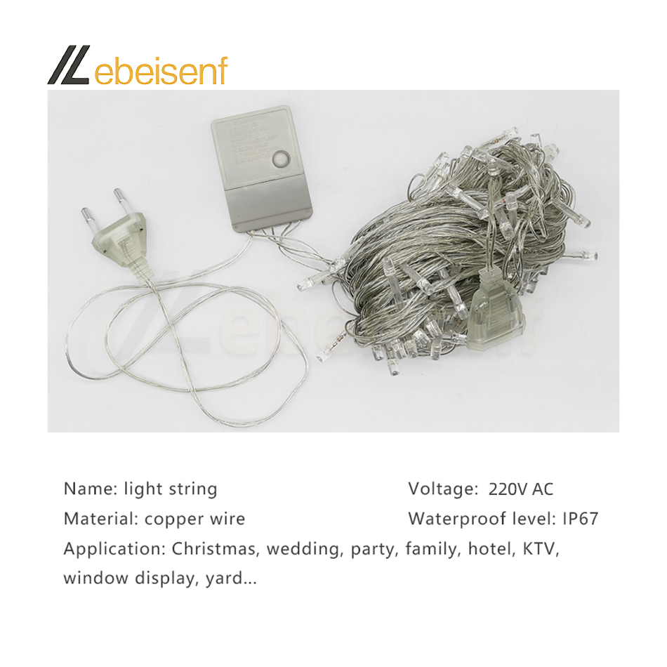 Guirnalda de luces LED 5/10M 50/100LEDs AC 220V enchufe europeo decoración interior exterior boda árbol de Navidad hogar jardín decoración de Patio