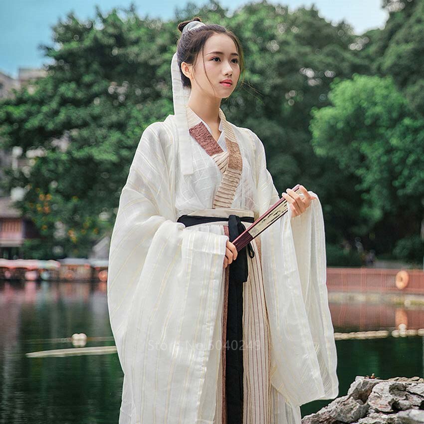 Chinese Traditional Clothing Ancient Princess Folk Dance Costume for Women Girls Performance Dress Hanfu Linen Qing Dynasty Set