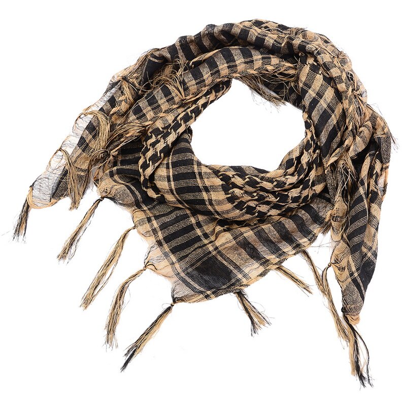 Écharpe pied de poule arabe pour femmes, longue en cachemire, épais et doux et avec pompon, à la , blanc et noir, collection: Bleu ciel