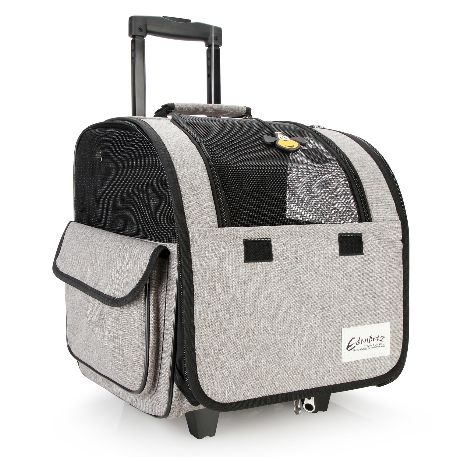 Pet Backpack On Wheels Multifunctional Breathable Cat Carrier Bag Transport Airline Approved Pet Stroller For Dogs Cat: Grey