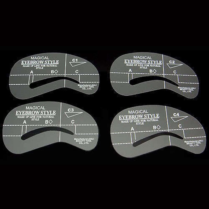 4Pcs Eyebrow Shaping Stencil Set Grooming Tools Drawing Card for Dashing Eyebrows C1-C4 M88