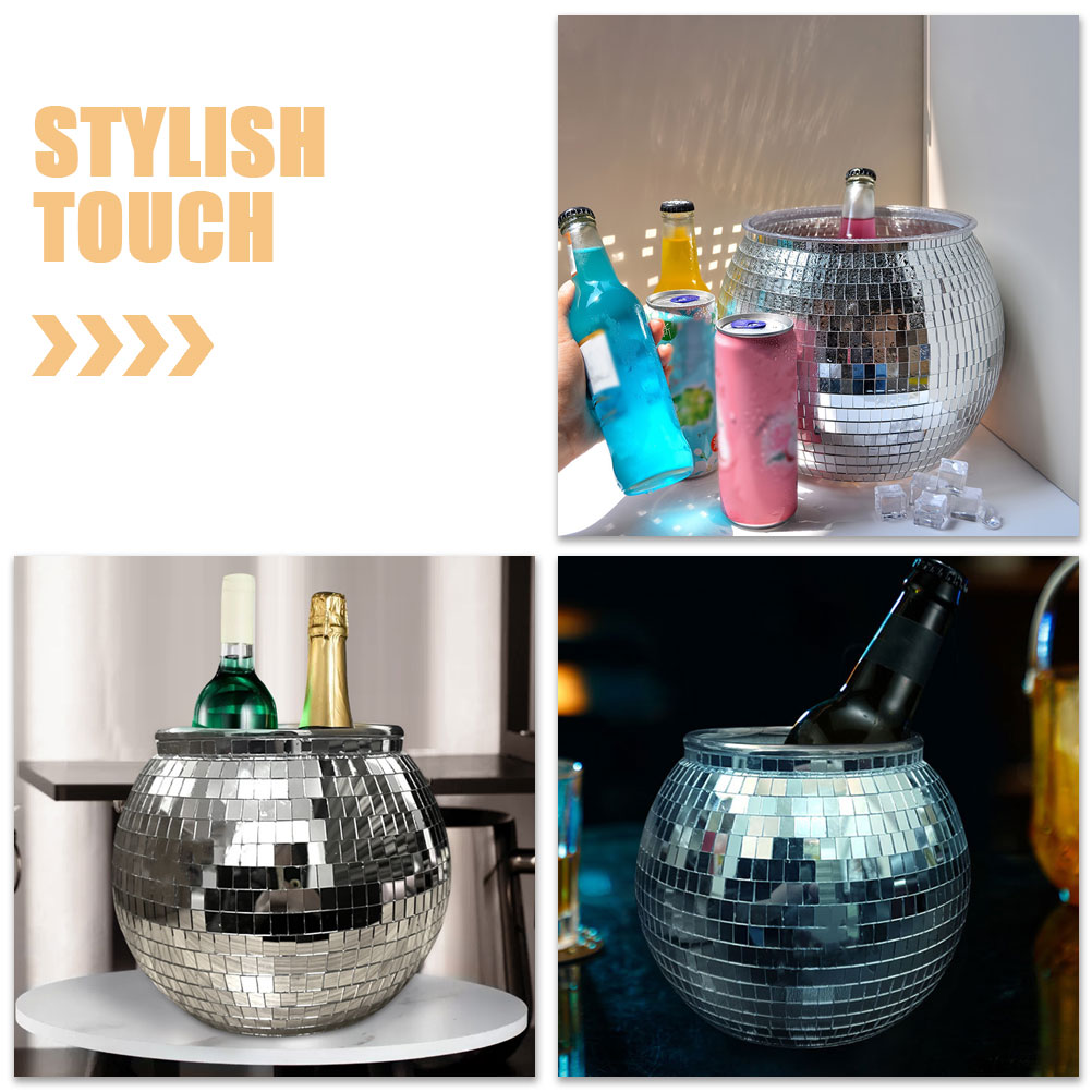 Balde de gelo de bola de discoteca, decorações de festa, baldes de banheira de bebidas para festas, suprimentos para casa