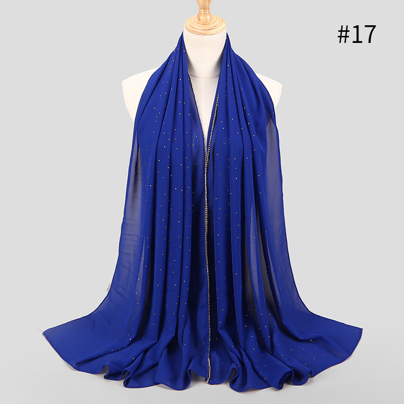 75*180 cm zomer moslim chiffon hijab sjaal kralen hoofddoek islamitische lange hoofd sjaals foulard femme musulman: 17