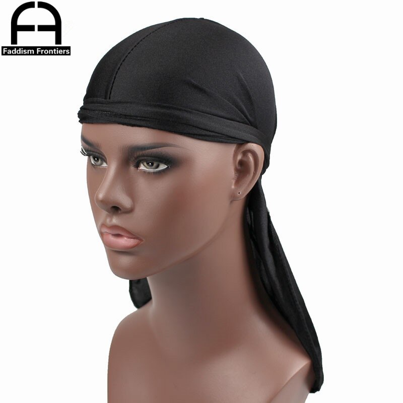 Men's Satin Durags Bandana Turban Hat Wigs Breathable Durag Biker Headwear Headband Pirate Hat Hair Accessories: Black