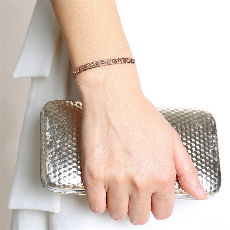 585 roséguld kedjor kvinnor armband armband rostfritt stål pulseira feminina tillbehör ingen blekning