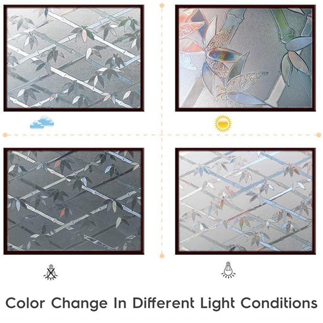 Window Film Sticker 3D Frosted Film Decorative Glass Door Window Anti-UV Glass Stickers Non-Adhesive Bamboo Pattern 45x100cm