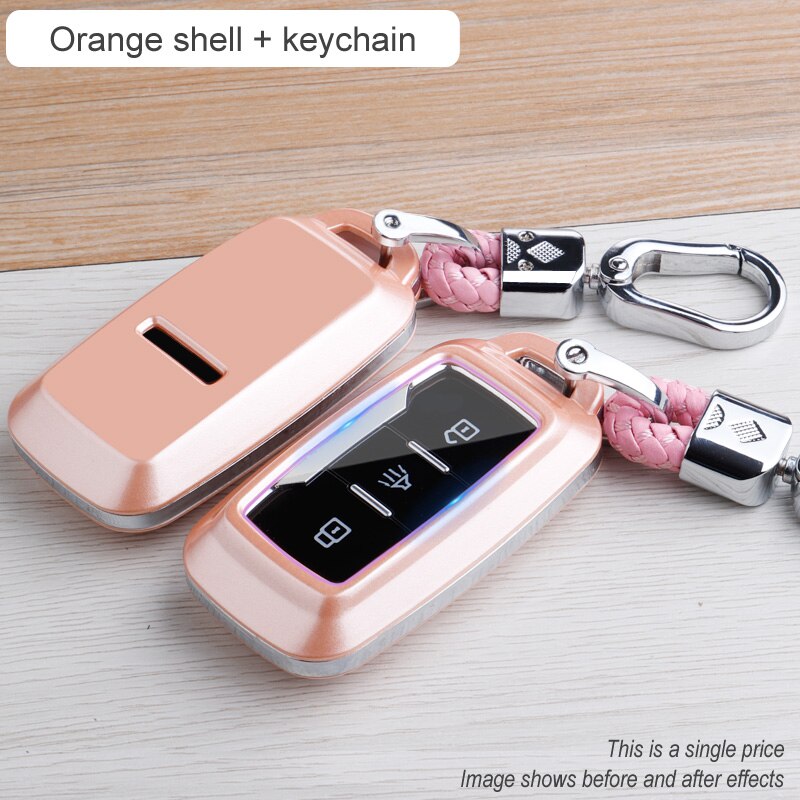 Chery Carbon Fiber Abs Key Case Voor Jetour X70 X90 X95 3 Knoppen Smart Remote Fob Cover Sleutelhanger Protector Bag: Oranje