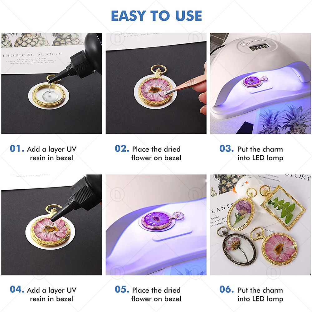 Résine époxy souple UV bricolage cristal transparent, séchage aux ultraviolets, séchage à la lumière du soleil, colle dure activée pour la fabrication de bijoux artisanaux