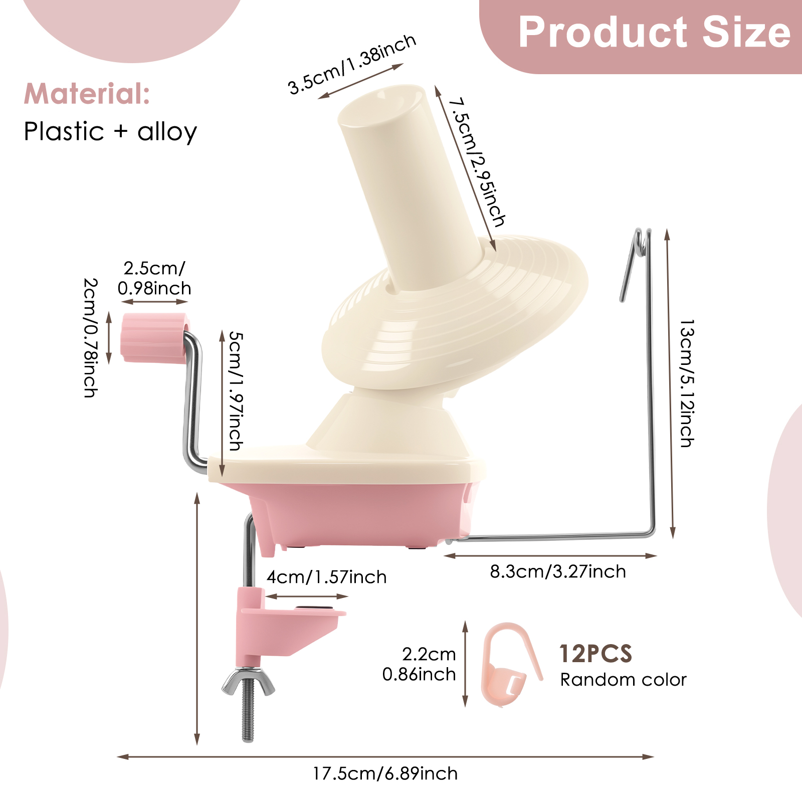 Hand Operated Yarn Winder Fiber Wool Manual Handheld Winder Machine String Ball Portable for DIY Sewing Making Accessories: light green