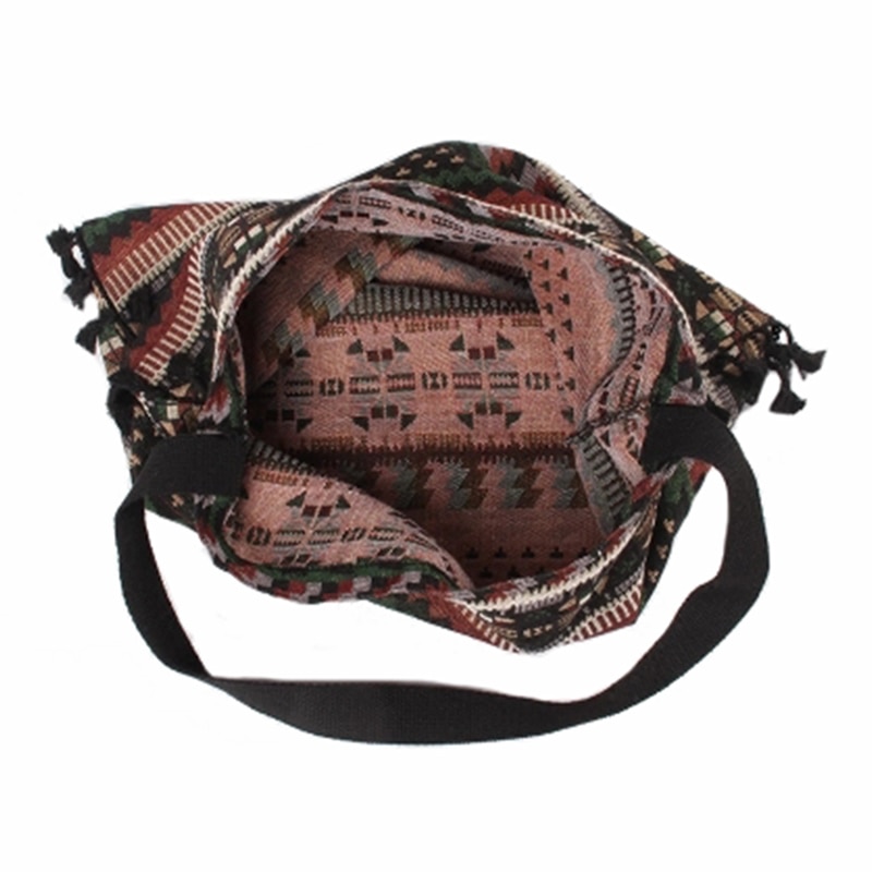 Women Vintage Shoulder Bag Tassel Ethnic Retro Casual Tote Female Folk Boho Shopping Bag Knitting Woven Lady Handbag SS0379