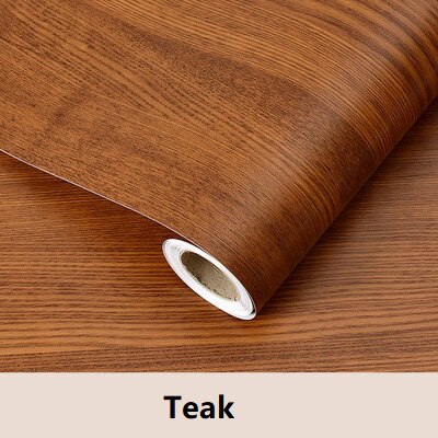 PVC Door Sticker Vinyl Contact Paper Self adhesive Wallpaper for Kitchen Cabinet Waterproof Shelf Liner Home Decor Wall Stickers: Teak