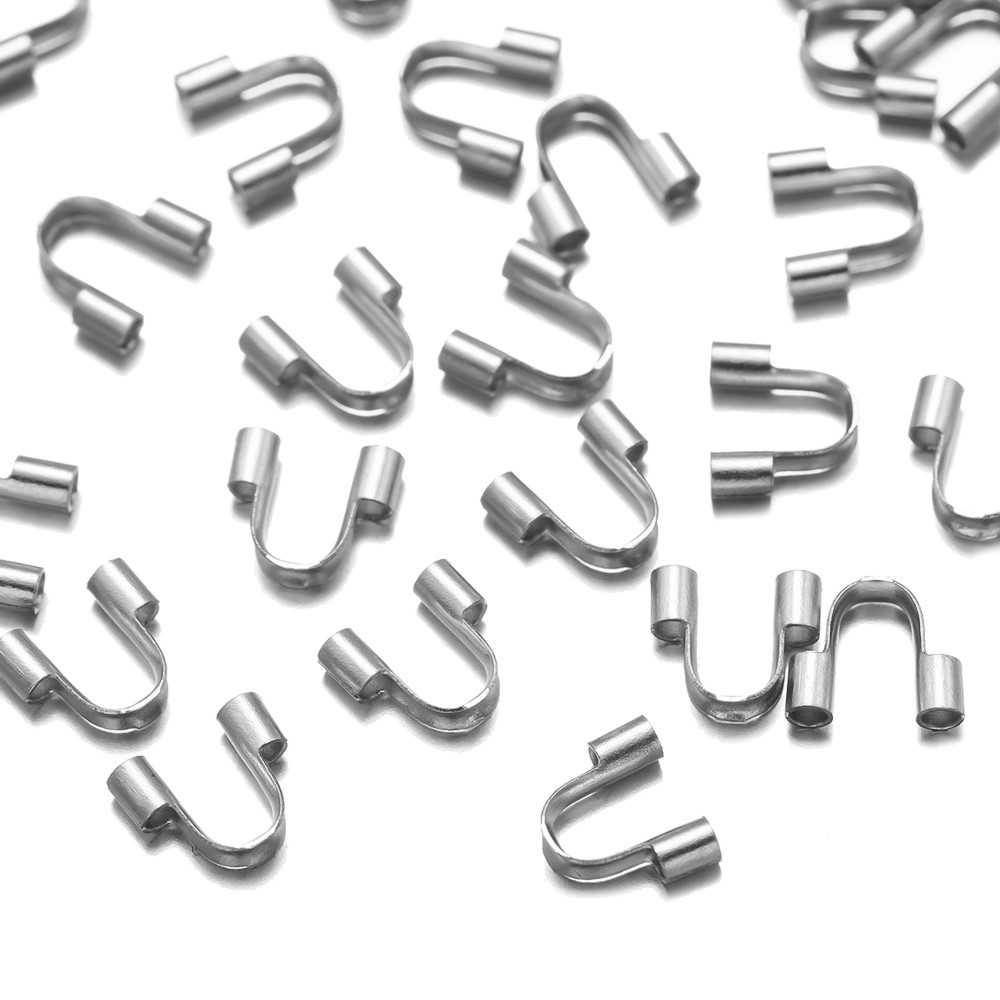 20/50pcs Gold Stainless Steel Wire Guards Thread Cable Protector Loops for Earring Bracelet Necklace Pendant DIY Jewelry Making