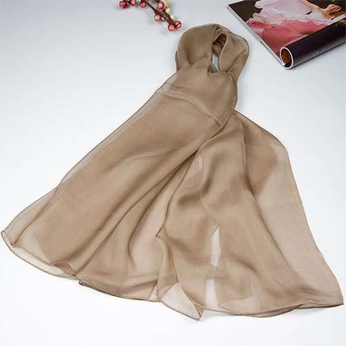 Ren silketørklæde kvinder tørklæde kvindelig silke sjal kvinders naturlig silke chiffon stor størrelse tørklæde ensfarvet lang wrap til kvinder: 17 kamel