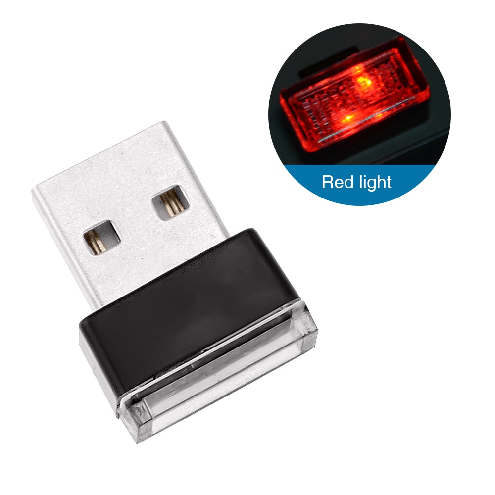 Mini usb lys led modellering bil ambient light neon interiør lys bil smykker  (7 typer lyse farger)
