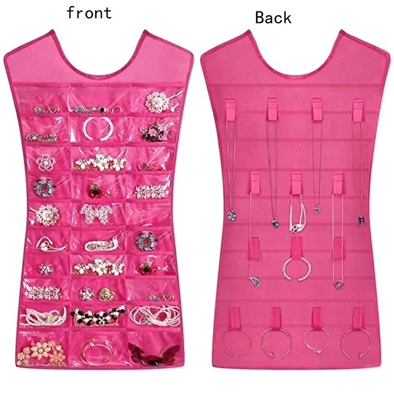 Hangende opbergtas Sieradenhouder Ketting Armband Oorbel Ring Sieradenorganisatoren en opbergdoos voor sieraden (geen hanger): Rood