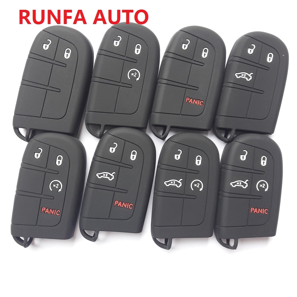 RUNFA AUTO Fob Remote Shell Holder For Jeep Chrysler Dodge Fiat Car Key Silicone Case Cover Smart Keyless Entry