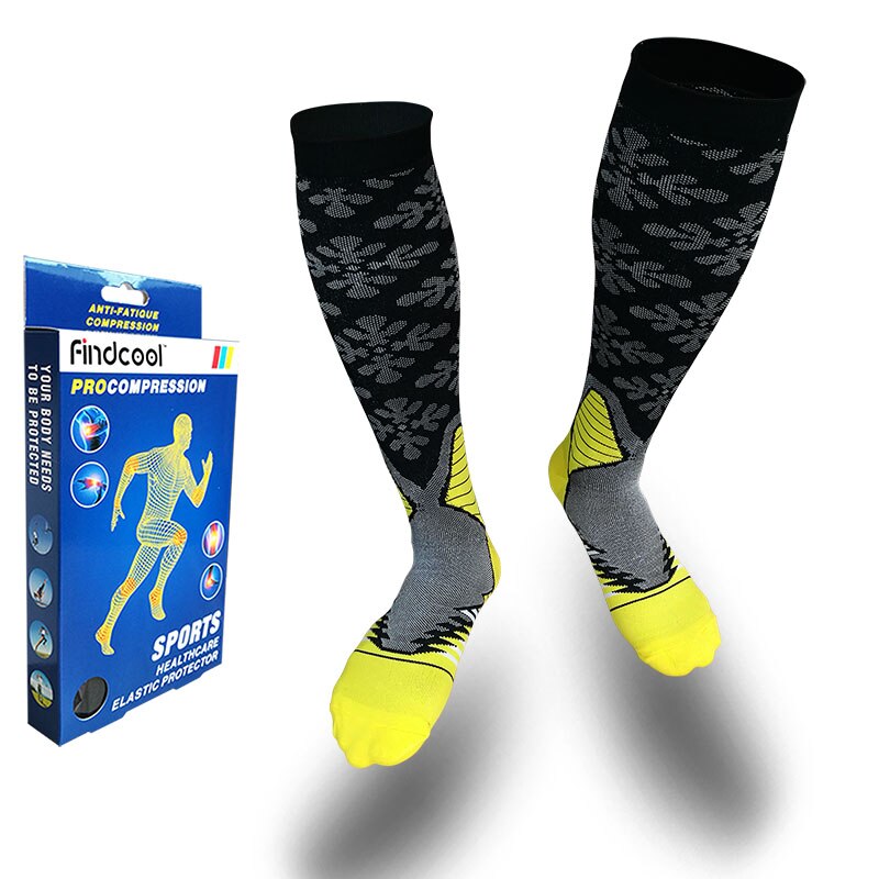 FINDCOOL Absolvierte Kompression Socken Für Krankenschwestern Radfahren Läufer Fitness Gewichtheben Mutterschaft Lehrer Für Mann Frauen: Yellow / EUR 41-44