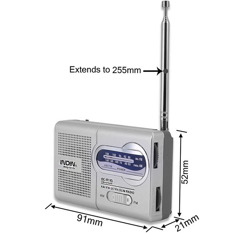 Mini outdoor radio portable AM/FM radio antenna telescopic receiver antenna 3 V multi-function old people High-performance radio