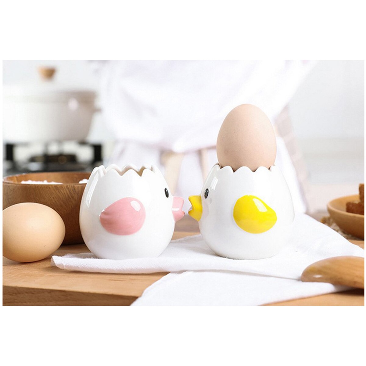 Cartoon Chicken Egg Yolk White Separator Ceramics Egg Separator Tool for Kitchen
