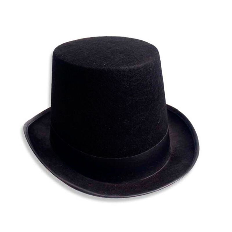 Hombres Mujeres Retro Mago Negro Jazz Cap Halloween fieltro Top Hat DIY Steampunk mascarada vestido de accesorios para Cosplay