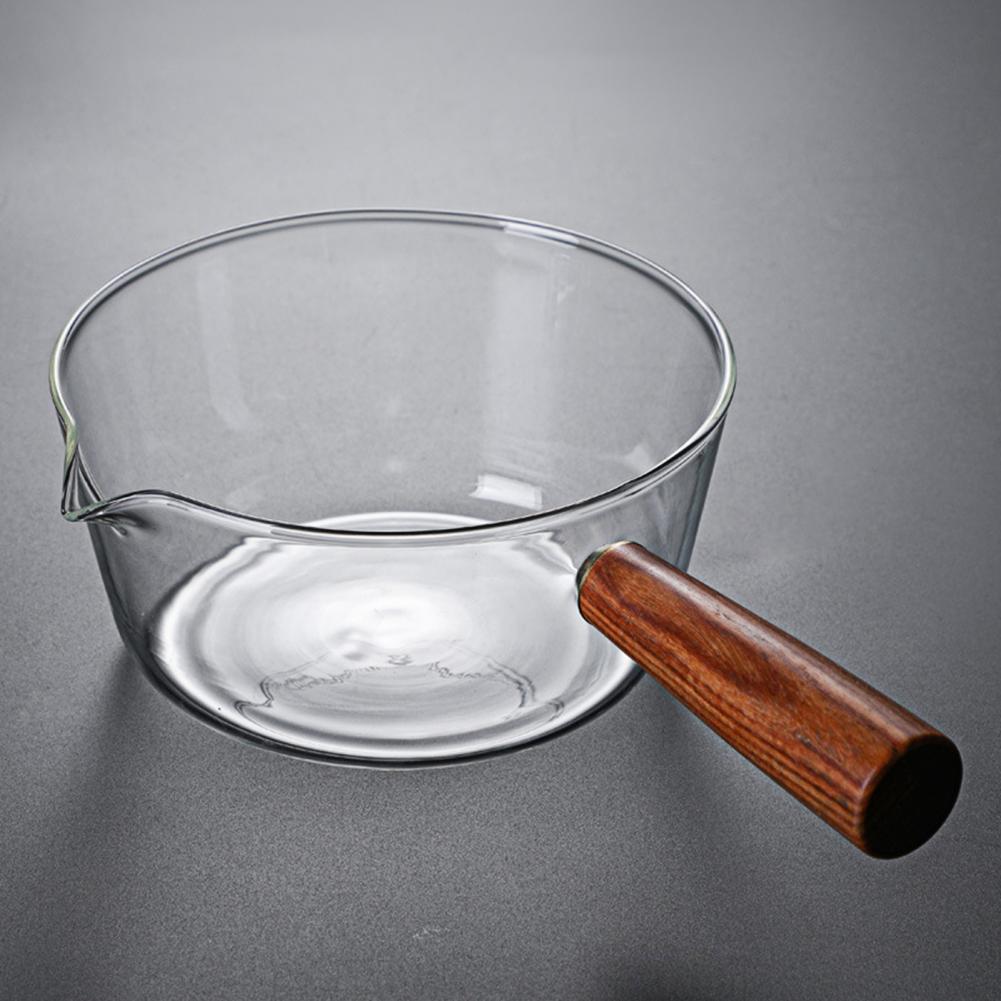 Olla de leche para sopa, cacerola pequeña con mango de madera, olla de vidrio, utensilios de cocina para el hogar, 500/900ml