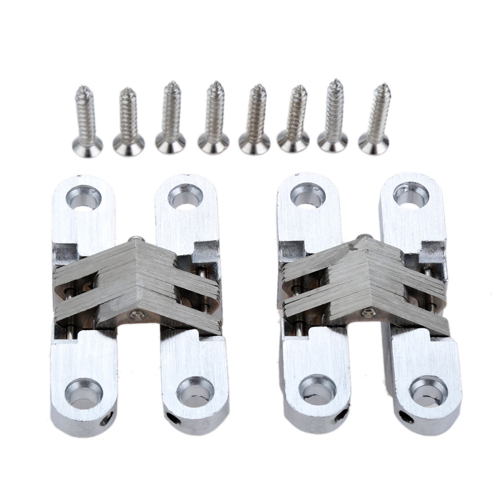 2pcs Door Hinges 304 Stainless Steel Hidden Invisible Concealed Folding Heavy Duty Kitchen/Garage Gate Hardware w/screw Fitting: 13x45mm