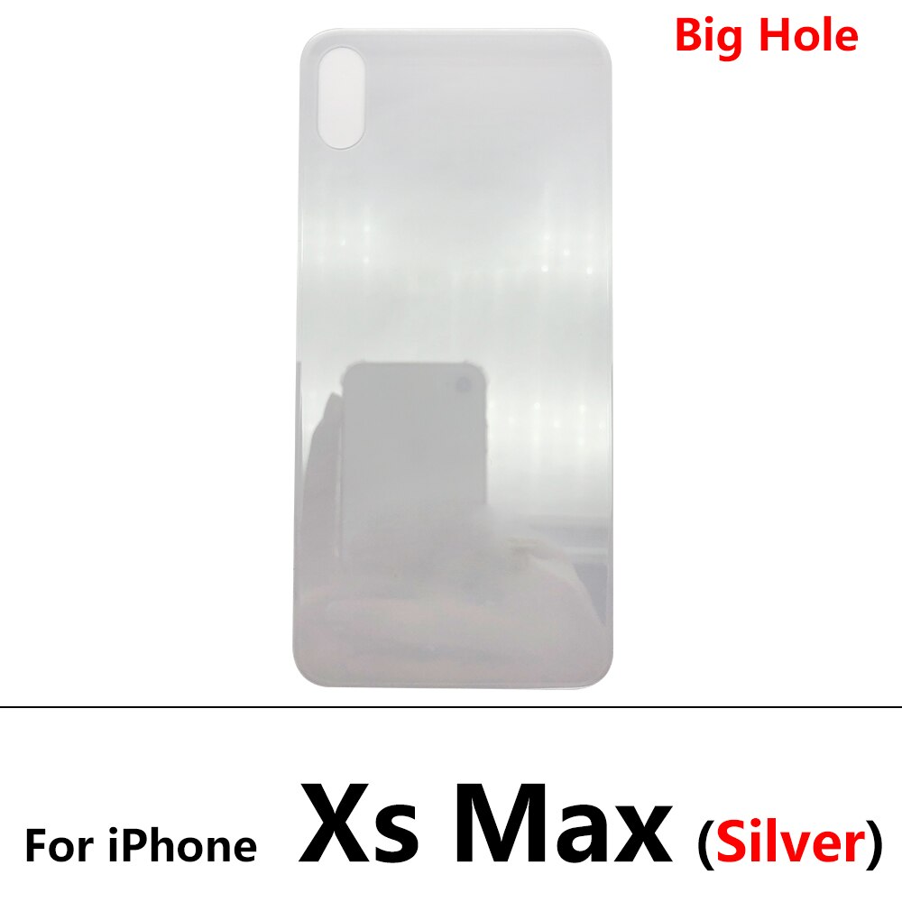Custodia per Cover posteriore in vetro di ricambio per foro grande per Iphone X XS Max: For XS Max Silver