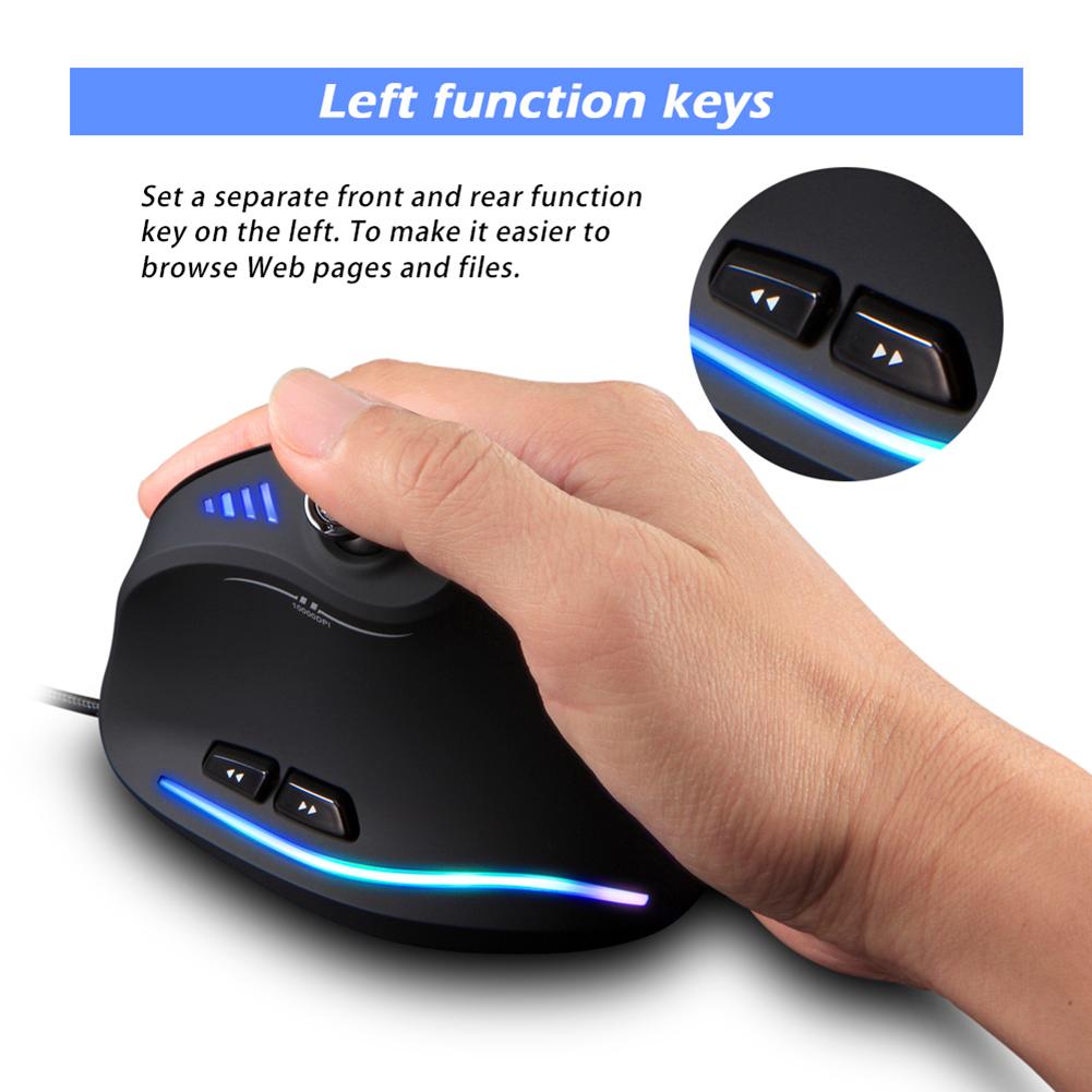 ZELOTES – souris verticale de jeu, C-18 DPI, 11 boutons, ajustable, ergonomique, filaire, USB, rvb, pour PC portable, Gamer, 10000