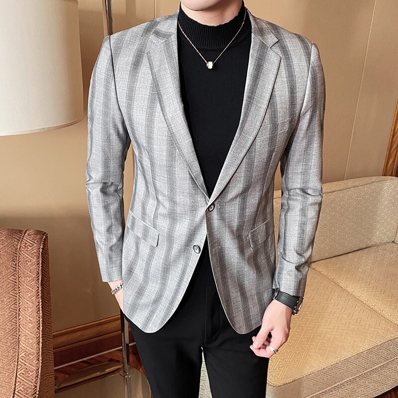 style Male in summer cotton linen business suit/Men stripe leisure Blazers groom dress coat Plus size 4XL