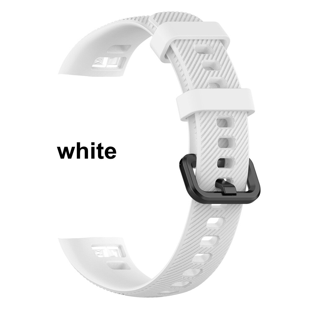 10 Colors Silicone Wrist Strap for Honor Band 5 4 Smart Wristband Replacement Original Watch Band Soft Bracelet Sport Classic: white