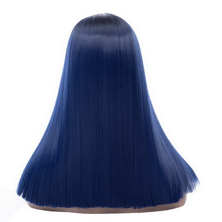 Yiyaobess 18inch Middle Part Black Blue Ombre Wig Synthetic Two Tone Natural Hair Long Straight Woman Wigs For Black Women: Default Title