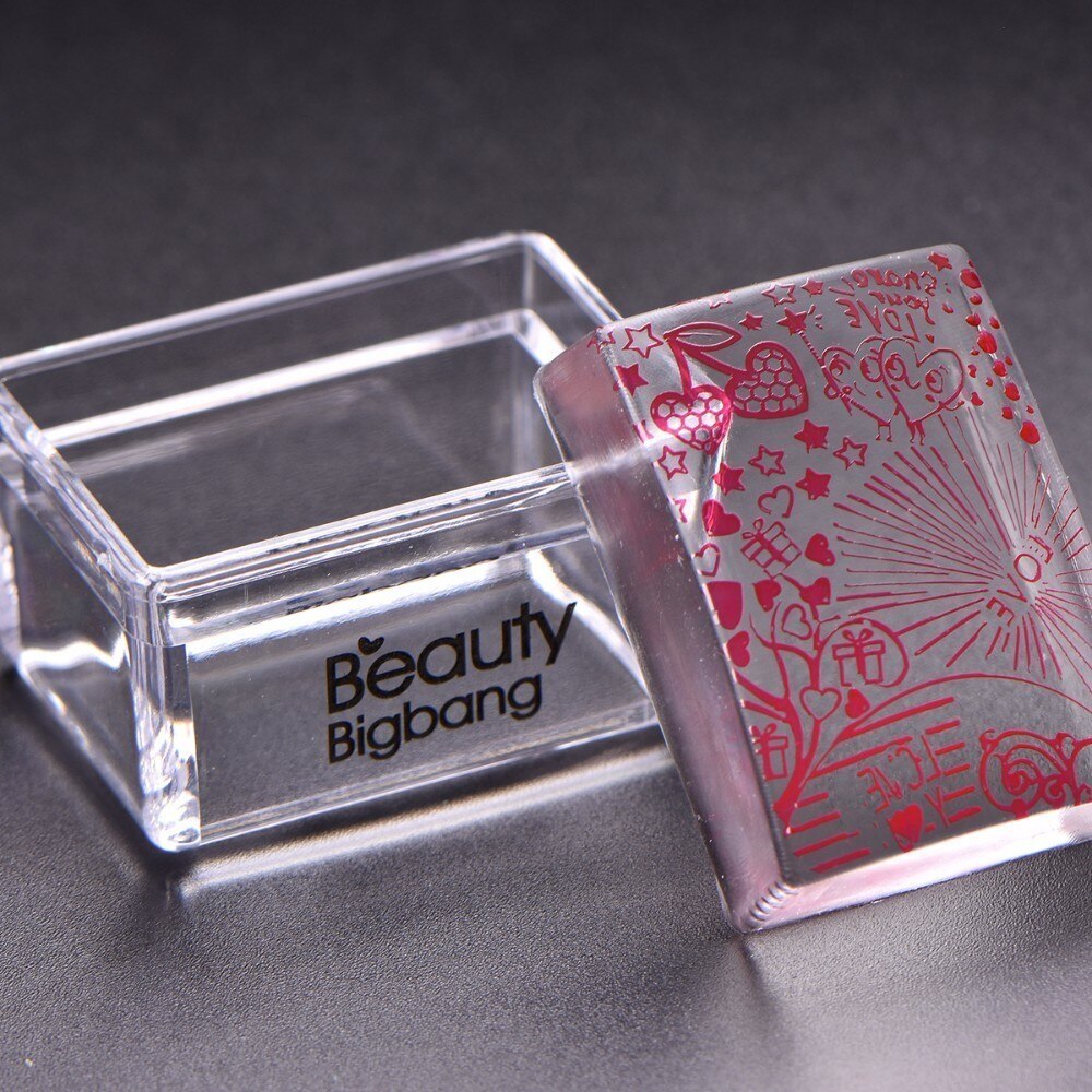 BeautyBigBang 1einstellen Silikon Nagel Stempel Rechteck Gelee Mit Schaber Klar Griff Stanzen Werkzeug Manikübetreffend Nagel Kunst Stempel Bausatz