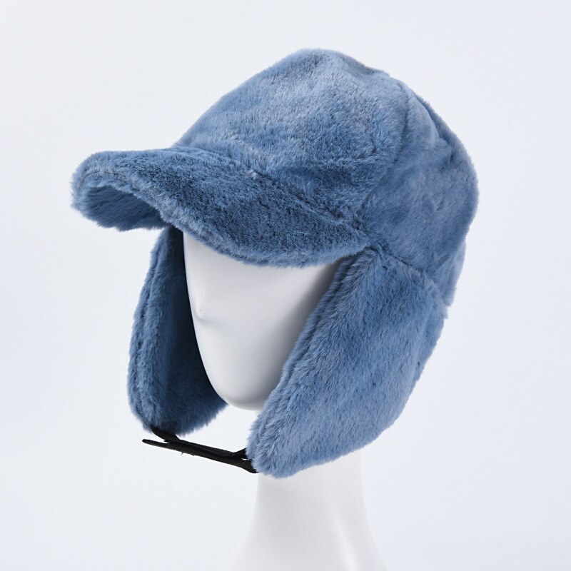 Gorro de esquí cálido para mujer, gorro de esquí cálido para Snowboard al aire libre, gorra de esquí de Color sólido a prueba de viento y piel de conejo de terciopelo, novedad de invierno de