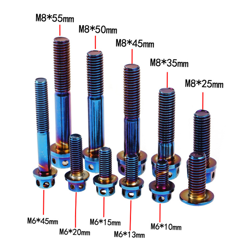304 stainless steel screw electroplating M6 M8 outer hexagonal hollow flange head burnt titanium burnt blue electric motorcycle