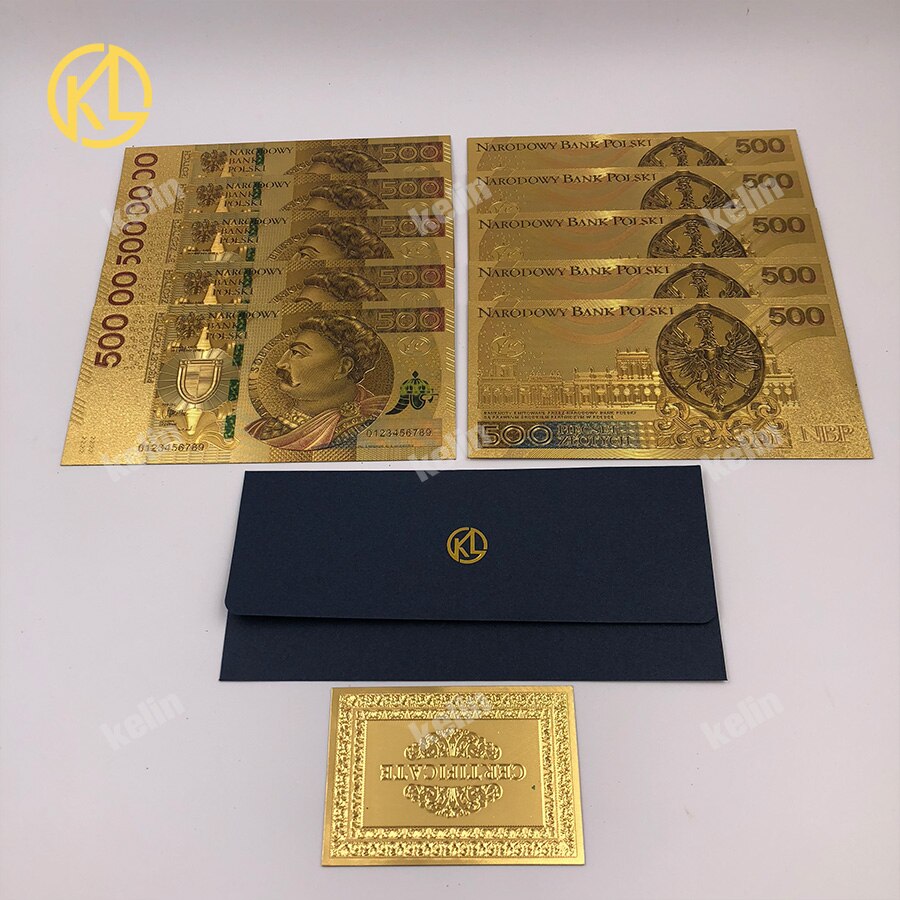 10Stck 50 PLN ZLOTY Polen Gold Farbe Banknote PAPST JOHANNES paul II Für sammlung 999 Gold für Souvenir sammlung: Licht Grün