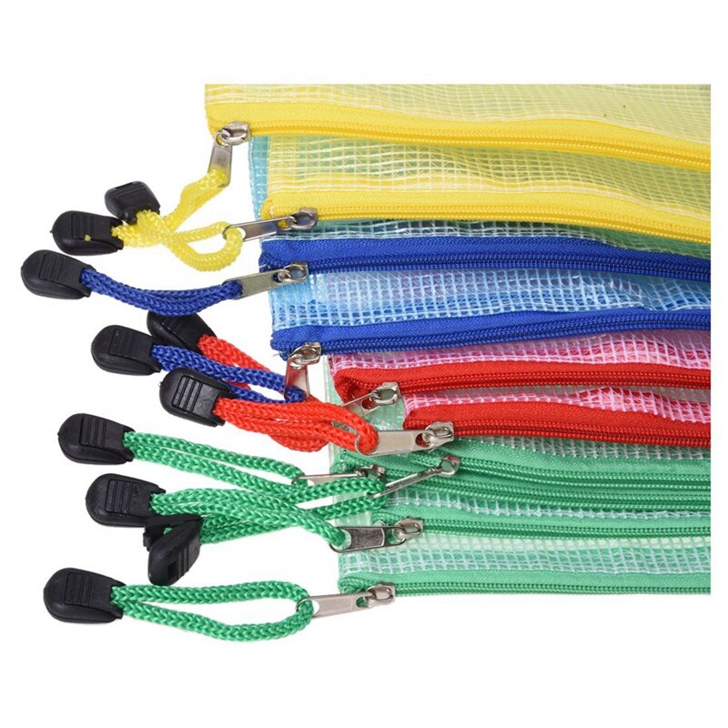 10 Pcs Netting Oppervlak A3 Document Bestand Houder Rits Zak & 6 Vel Patroon Leuke Dieren Stickers Dagboek Stickers