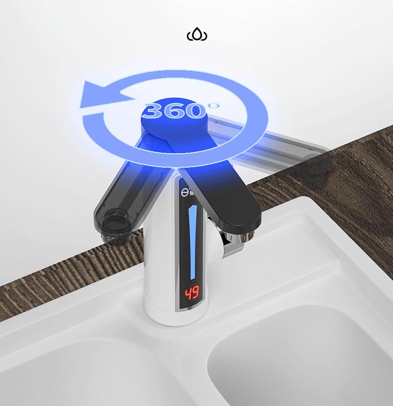 3300W Electric Instant Water Heater Faucet Tap LED Ambient Light Temperature Display Bathroom Kitchen Instant Heating Tap