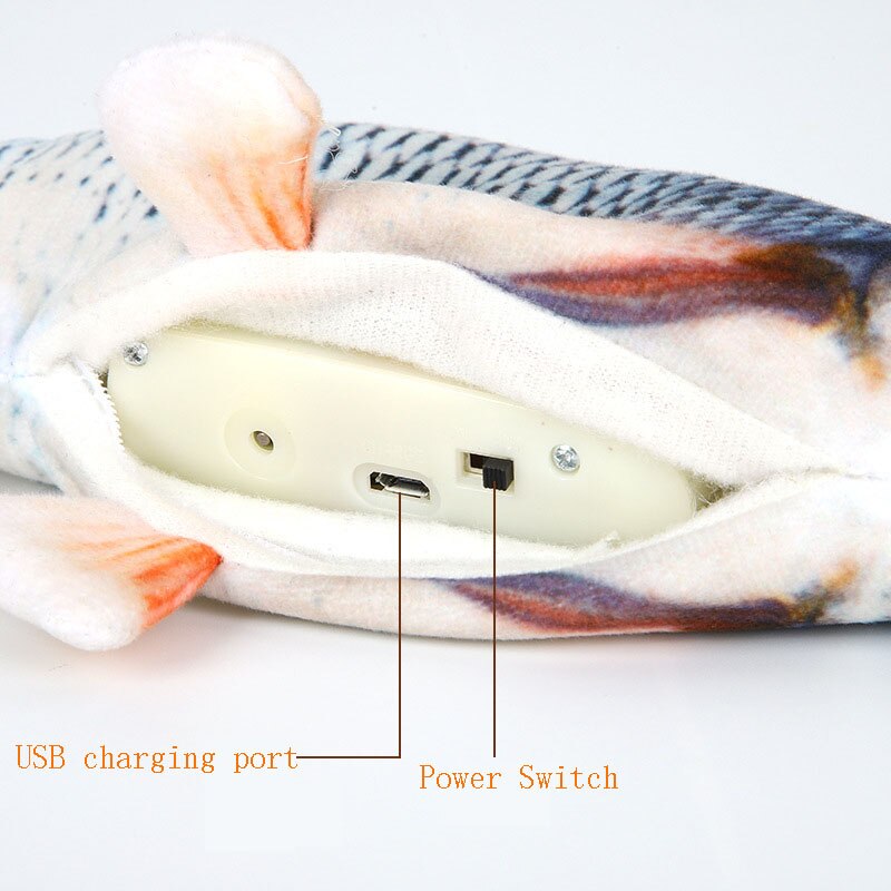 30CM Cat Toy Fish USB Electric Charging Simulation Dancing Jumping Moving Floppy Fish Cat Toy Electronic Fish For Cats Toys