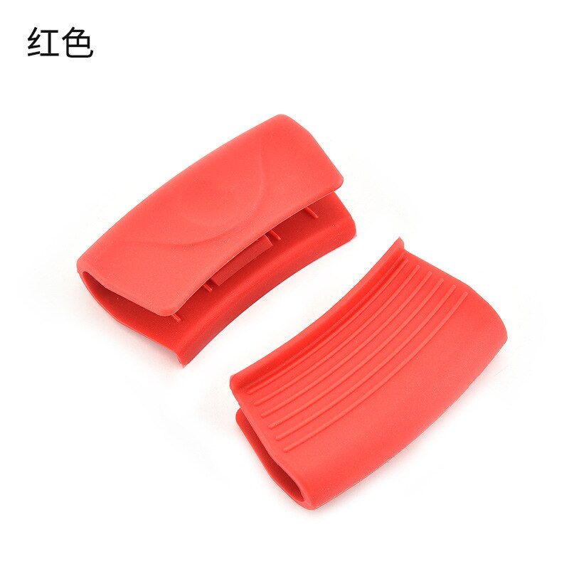 Couvercle de poignée de casserole en Silicone, outils chauds, Clip de plaque, Anti-brûlure, accessoires de cuisine épais, protège-oreilles: Red