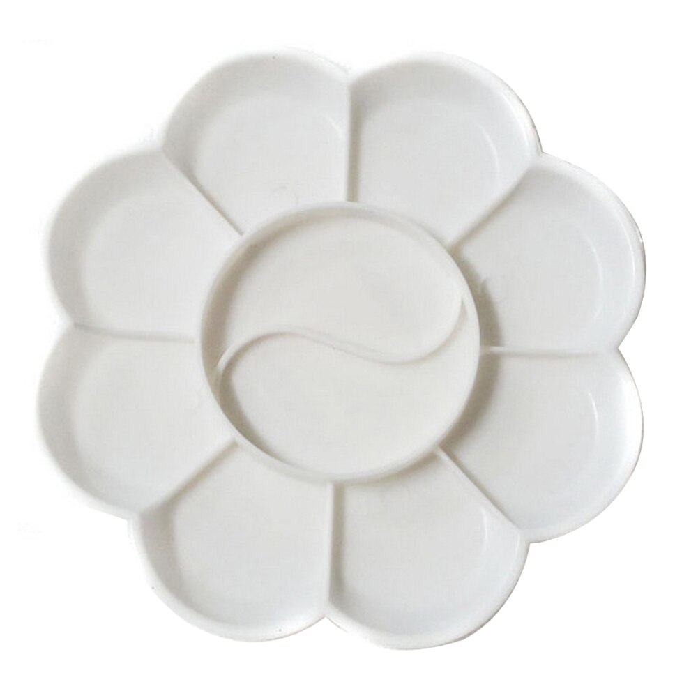 8 pétalas flor shaape design paleta de plástico pintura da arte bandeja de desenho de plástico paleta de cores para pintura a óleo aquarela palete