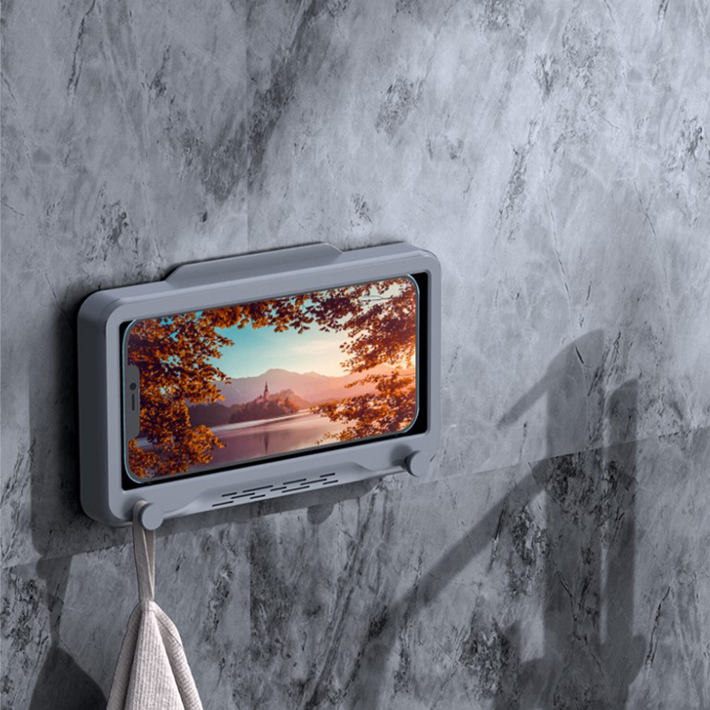Telefoonhouder Badkamer Waterdicht Thuis Muur Telefoonhoesje Stand Box Zelfklevend Touchscreen Telefoon Shell Douche Afdichting Opslag: WHITE